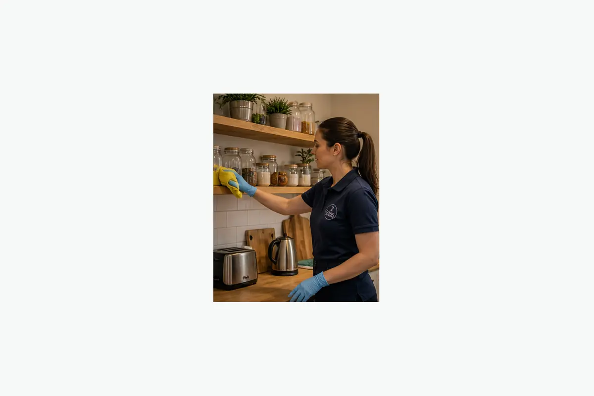 Professional cleaner mopping floors in an Islington property